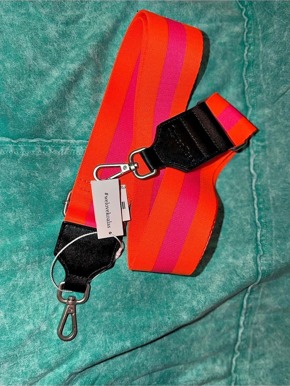 Quilted Koala Crossbody Strap - Orange & Pink Stripe